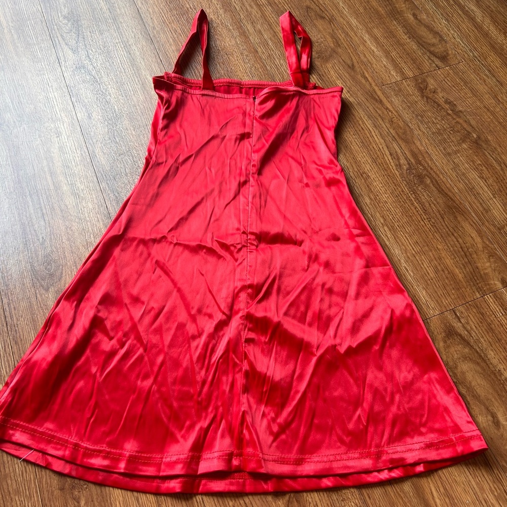 Elegant Red Satin Slip Dress